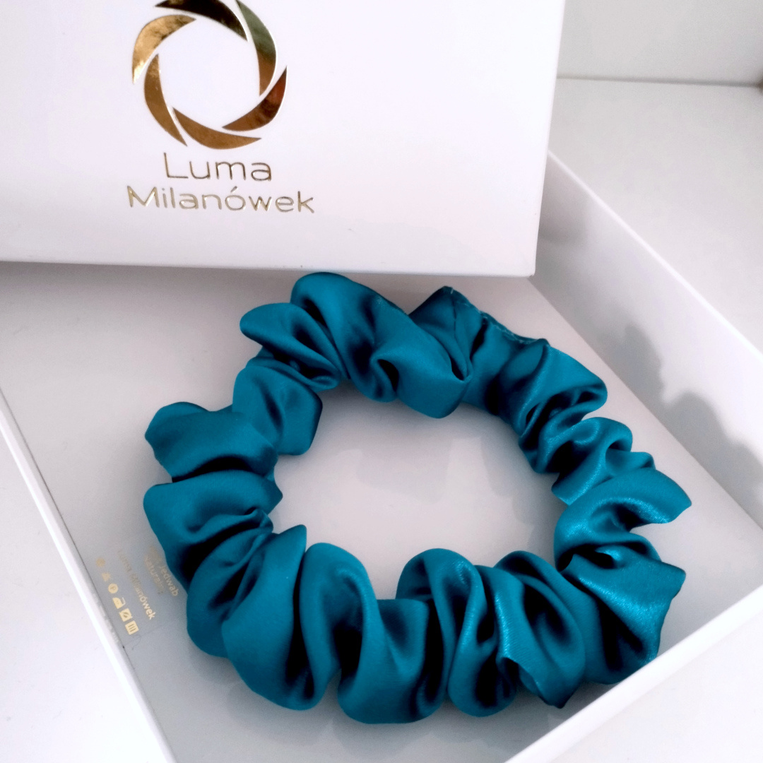 JGM-09 Satynowa gumka do w�os�w frotka scrunchie slim morska